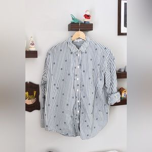 Madewell Cotton Poplin oversized button down in a floral stripe - S